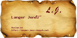 Langer Jenő névjegykártya